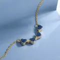 Collana a cuore pieghevole dorata con intarsi blu trasformabile in quadrifoglio - Cuore blu