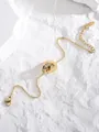 Elegante bracciale in acciaio inossidabile placcato oro 18K con ciondolo a doppio anello - Bracciale / Oro