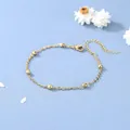 Bracciale minimalista in acciaio al titanio dorato con perline e catena regolabile - Stile Decorazione Perline Oro / Oro