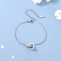Bracciale in acciaio al titanio a doppio anello con numeri romani e zirconi cubici - Stile Doppio Anello Numeri Romani Argento / Argento