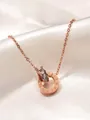 Collier double anneau en or rose avec chiffres romains et serti de zircons brillants - Collier / Or rose