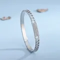Bracciale a catena argentato con placca rettangolare in cristalli pavé e chiusura - Argento