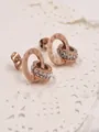 Boucles d'oreilles or rose avec chiffres romains et cristaux sur dentelle blanche - Boucles d'oreilles / Or rose