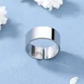 Anello aperto minimalista a fascia larga in acciaio inossidabile con finitura a specchio - Aperto Regolabile / Stile Semplice Minimalista