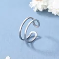 Anello doppio strato minimalista in argento con design regolabile in acciaio inossidabile - Aperto Regolabile / Stile a Doppio Strato
