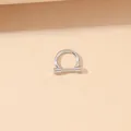 Anello a ferro di cavallo argento minimalista per donna con finitura lucida e barra - Anello Ferro di Cavallo / Colore acciaio