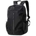 Mochila deportiva negra impermeable versátil con puerto USB y múltiples bolsillos - Negro