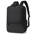 Sac à dos professionnel noir étanche pour ordinateur avec base en cuir synthétique robuste - Noir