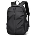 Large black water-resistant laptop backpack with external USB charging port and side pockets - Black