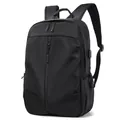 Mochila negra para portátil de negocios con puerto USB y correas ergonómicas acolchadas - Negro