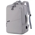 Mochila gris para portátil con puerto USB y tela impermeable en un diseño moderno y elegante - Gris claro