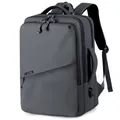 Mochila de negocios gris oscuro con tejido impermeable y puerto de carga USB externo - Gris oscuro