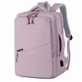 Mochila rosa impermeable para portátil con puerto USB y diseño multicompartimento - Rosa