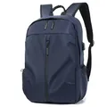 Mochila ejecutiva azul oscuro para portátil con tela impermeable y puerto de carga USB - Azul