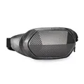 Men's hard shell crossbody bag in dark grey carbon fiber texture for outdoor sports - Gray