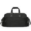 Large black travel duffel bag with side pockets and adjustable shoulder strap - Black