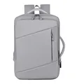 Expandable light gray business travel backpack with water-resistant fabric and laptop compartment - Gray