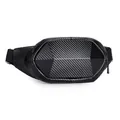 Men's hard shell chest bag featuring black carbon fiber texture and geometric cut - Black