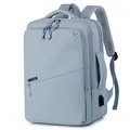 Mochila para portátil azul grisáceo con puerto USB externo y asa lateral de viaje - Azul