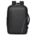 Business laptop backpack in black water-resistant fabric with USB charging port - Black