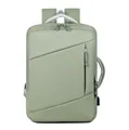 Expandable mint green travel backpack with USB charging port and multi-layer storage - Green