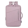 Expandable travel backpack for business trips in light pink water-resistant fabric - Pink