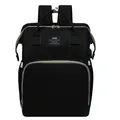 Large capacity black folding baby diaper backpack for travel with portable crib - Black