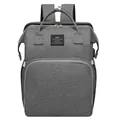 Large capacity grey folding diaper backpack with USB port and adjustable straps - Gray