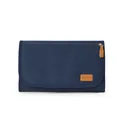 Tragbare dunkelblaue wasserdichte Wickelunterlage mit ledernem Good Mum Logo Patch - Dunkelblau