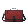 Cambiador de pañales portátil impermeable en tela acolchada granate con correa - Rojo