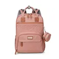 Pink quilted multipurpose diaper bag backpack with portable crib and metal logo - Pink