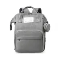 Mochila de pañales gris multifuncional de gran capacidad con ranura para tarjeta y bolso - Gris claro