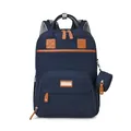 Gewatteerde marineblauwe multifunctionele luiertas rugzak met leer en gouden details - Donkerblauw