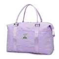 Lavender quilted travel duffel bag with colorful wave embroidery and large capacity - Light Purple