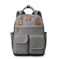 Large grey multifunctional diaper backpack with durable fabric and multiple compartments - Light Gray