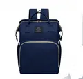 Sac à dos à langer multifonctionnel bleu foncé pour mamans en tissu oxford haute densité - Bleu