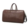 Brown large capacity travel bag with leaf vein texture and adjustable shoulder strap - Dark Brown