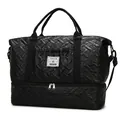 Schwarze gesteppte Reisetasche mit Schuhfach und Nass-Trocken-Trennung Design - Schwarz