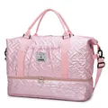 Rosa gesteppte Reisetasche mit Nass-Trocken-Trennung und Schuhfach für Fitness - Rosa
