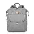 Mochila para pañales gris de gran capacidad con asas superiores y bolsillo frontal - Gris claro