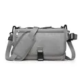 Portable gray baby diaper changing mat bag with adjustable padded shoulder strap - Light Gray