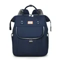 Dark blue large capacity diaper backpack with padded straps and top handles - Dark Blue