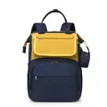 Mochila pañalera de gran capacidad azul marino y amarillo con diseño acolchado y estuche - Azul y Amarillo