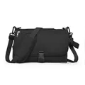 Portable black diaper changing bag with adjustable padded shoulder strap and buckle - Black