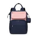 Mochila para pañales azul marino y rosa con bolsillo acolchado y estuche redondo - Azul & Rosa