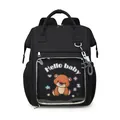 Black cartoon bear diaper bag with transparent window and large capacity straps - Black