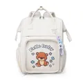 Off-white diaper backpack with Hello Baby cartoon bear print and cute star charm - White