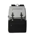 Grey and black diaper bag with USB port, gold rivet straps and multi-pocket design - Grey & Black