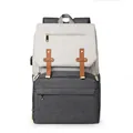 Multifunctional diaper backpack in grey patchwork with USB port and gold zippers - Off-White Grey