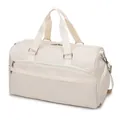 Grande borsa da viaggio crema con scomparto scarpe e tracolla regolabile - Bianco Sporco